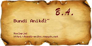 Bundi Anikó névjegykártya